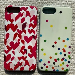 Kate Spade iPhone case. iPhone 8/7 hearts polka dots red blue lot of two